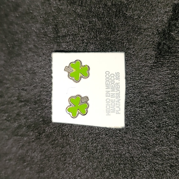 Source Unknown Jewelry - DONATED Three Leaf Clover 925 Sterling Silver Stud Earrings